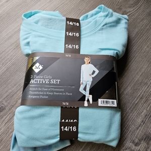 Member's Mark 14/16 2 Piece Blue Active Set with Long Sleeve Tee and Leggings
